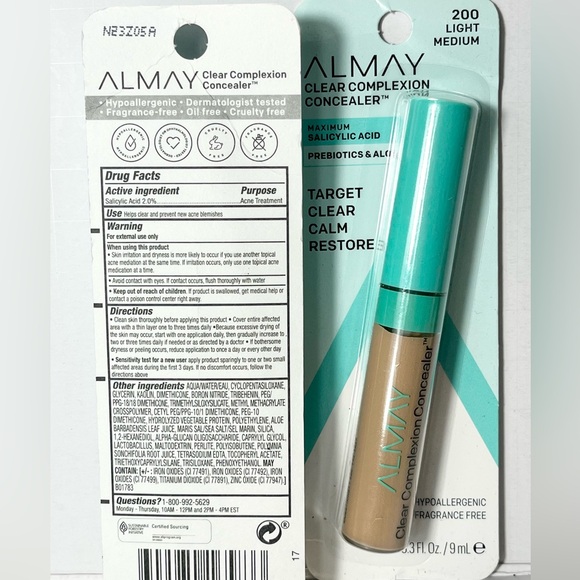 Almay Clear Complexion Concealer 200 light medium Salicylic Acid Prebiotics Aloe - Picture 2 of 2